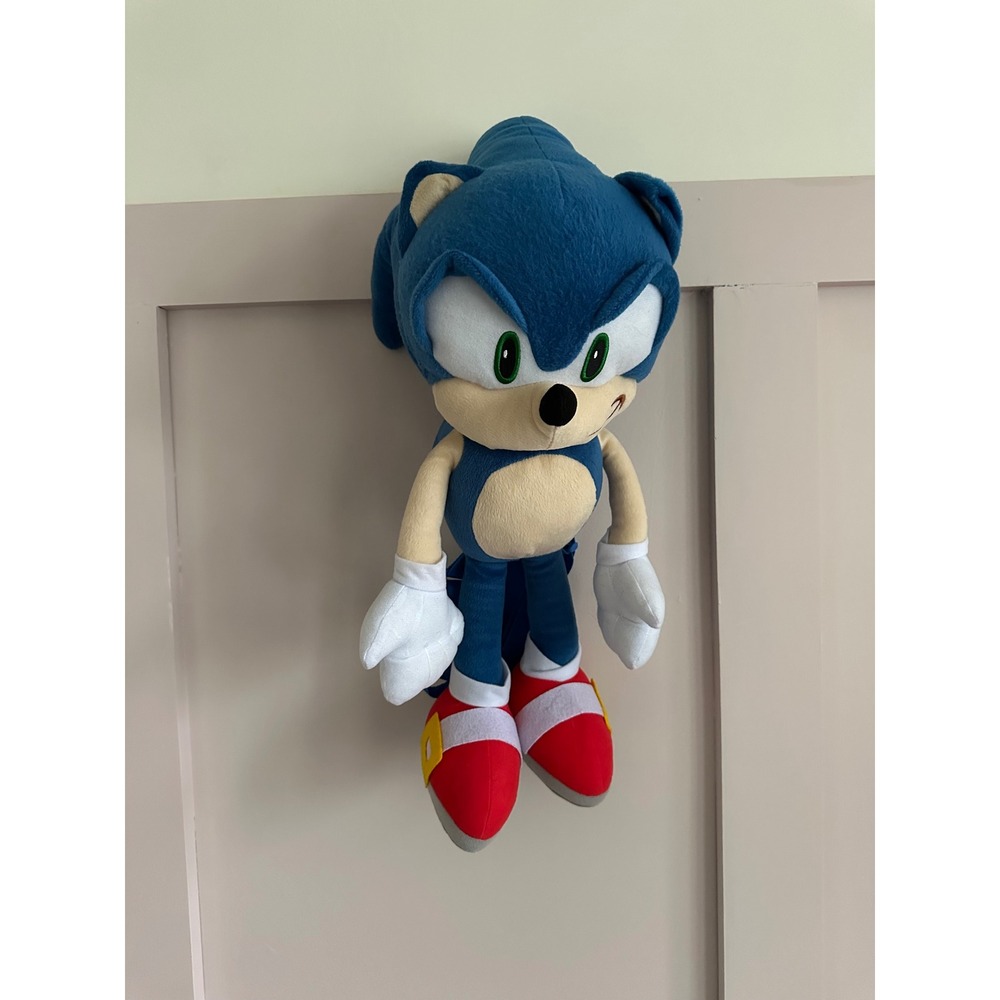 Sonic the Hedgehog Plush Backpack Blue SEGA Video Game Character 20 inch Bag